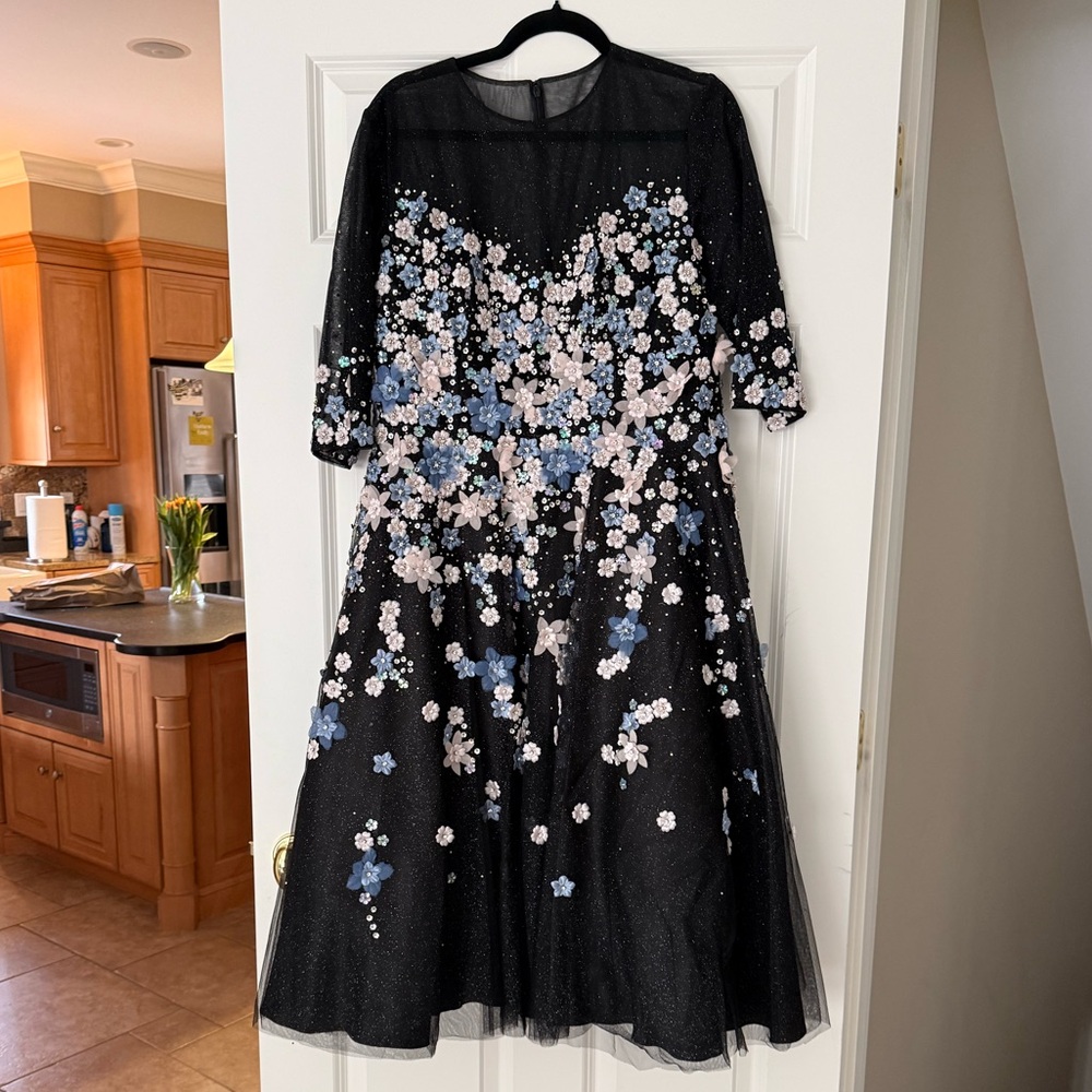 MAC DUGGAL women’s Beaded Appliquéd Midi Floral A-Line Cocktail Dress 11161 - Picture 6 of 11